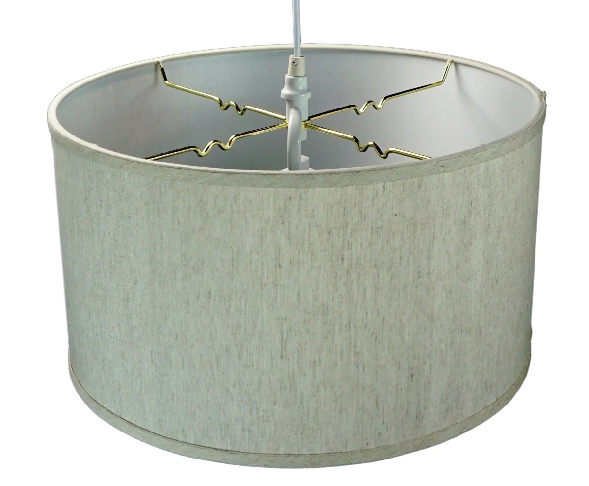 1 Light Swag Plug-In Pendant 16"w Textured Oatmeal Shade, 17' White Cord - Image 4