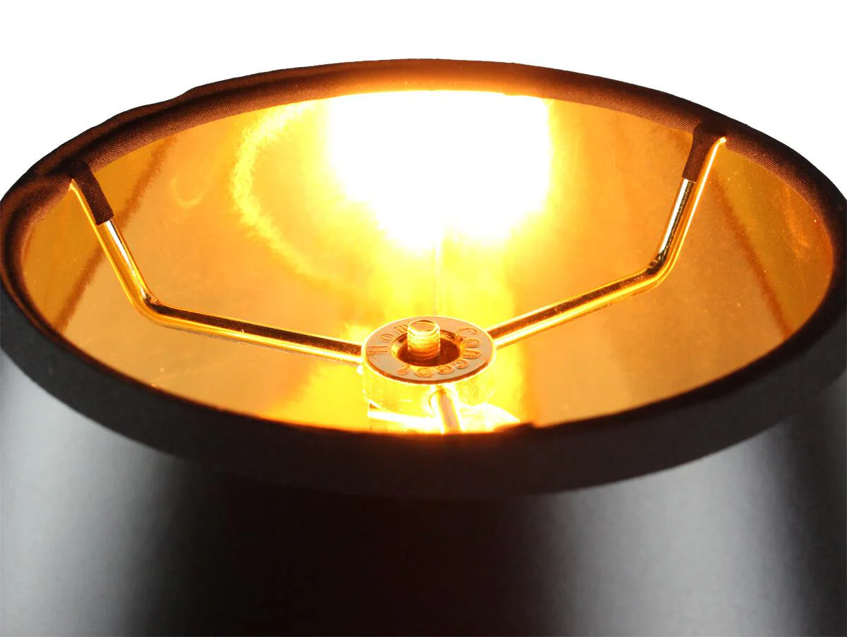 6x12x9.5 SLIP UNO FITTER Bold Black with True Gold Lining Hard Back Empire Lampshade - Image 3