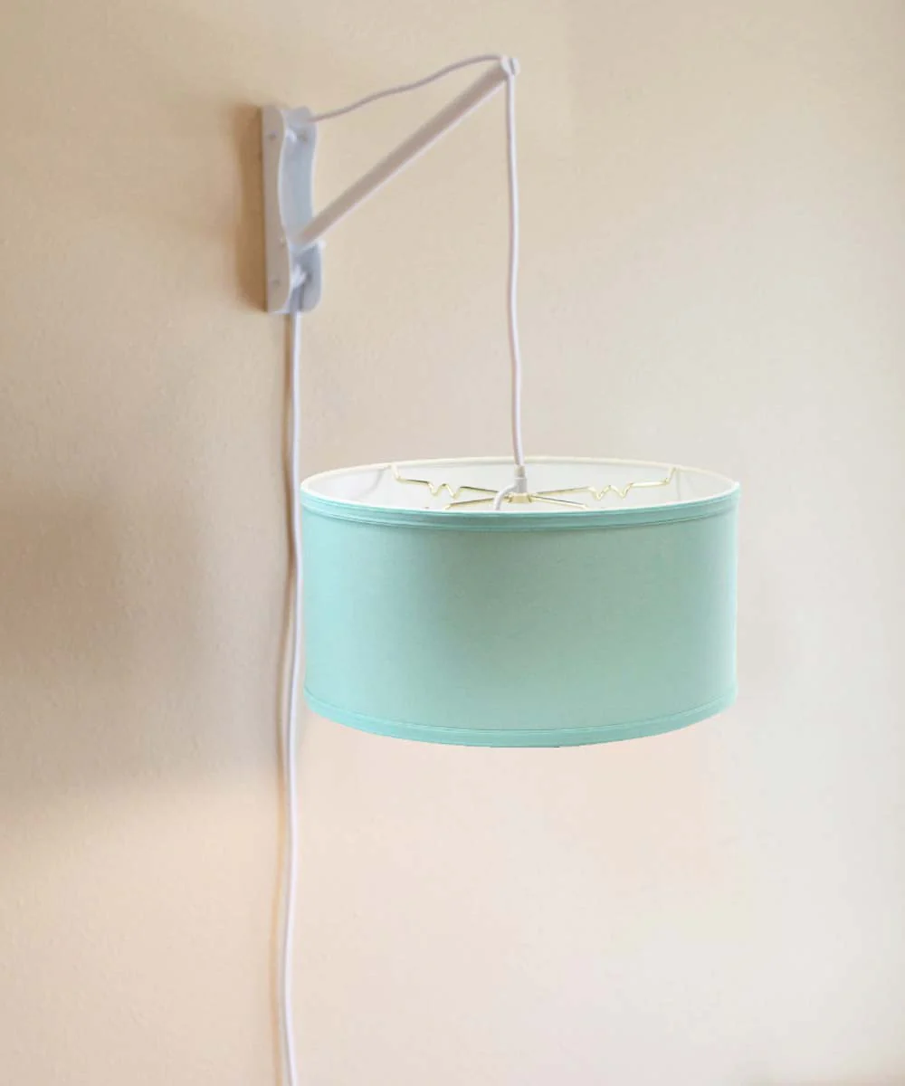 MAST Plug-In Wall Mount Pendant, 2 Light White Cord/Arm with Diffuser, Island Paradise Blue Shade 14x14x07 - Image 2