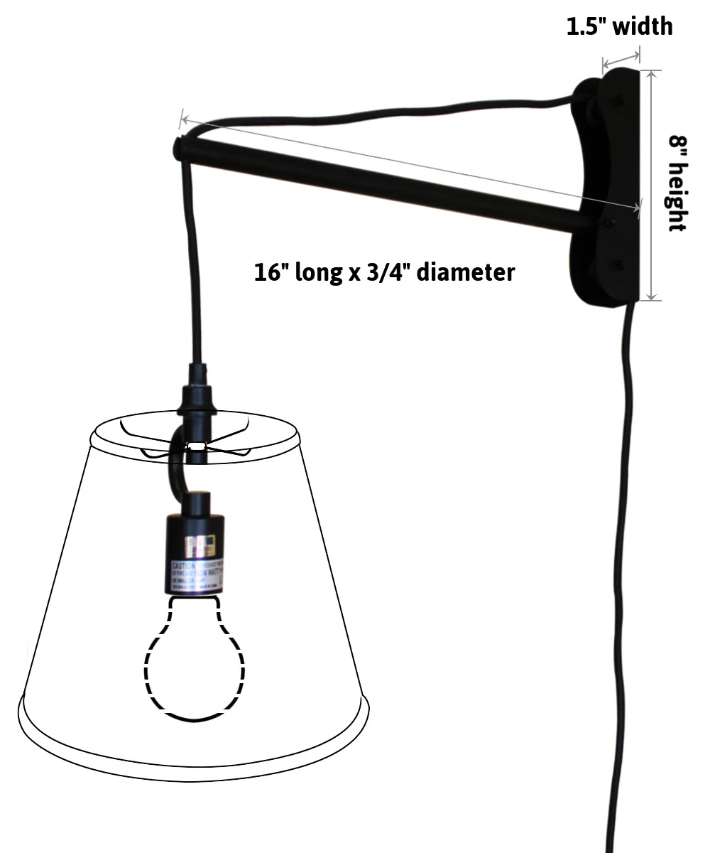 MAST Plug-In Wall Mount Pendant, 1 Light Black Cord/Arm, Island Paradise Blue Shade 18x18x10 - Image 3