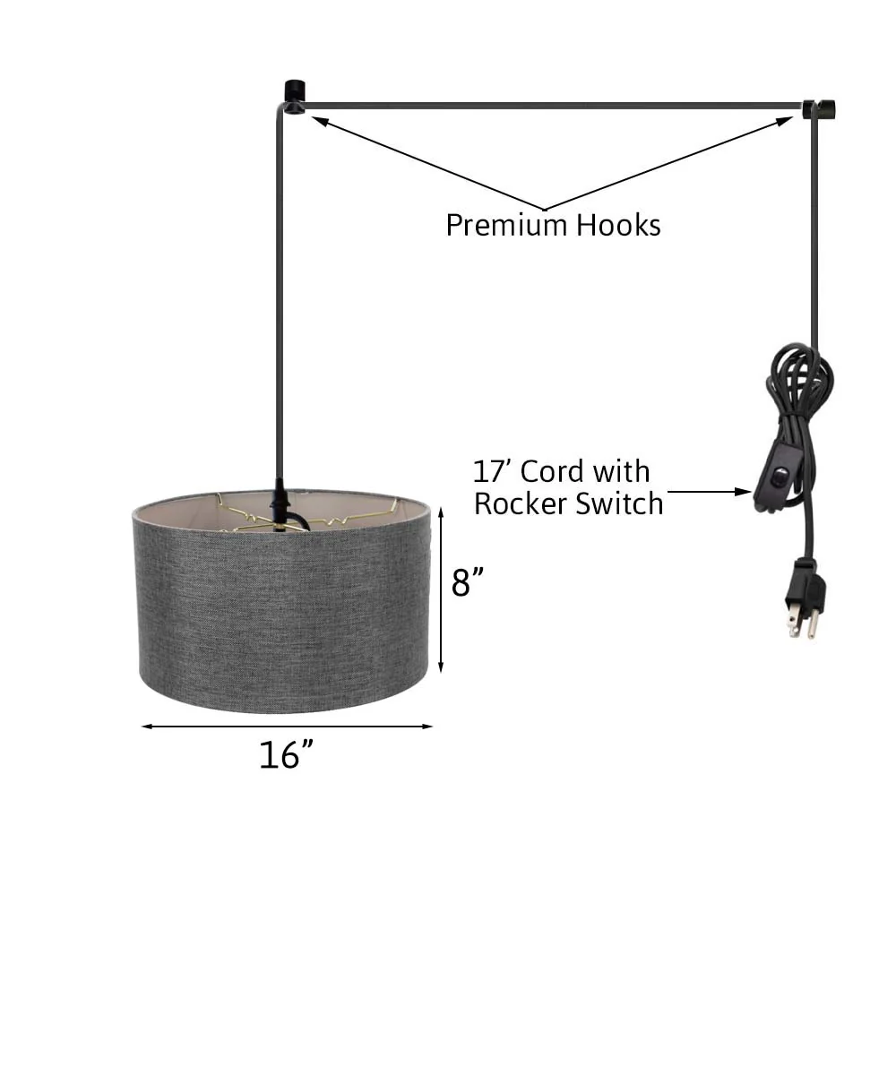 1-Light Plug In Swag Pendant Ceiling Light Granite Grey Shade - Image 3