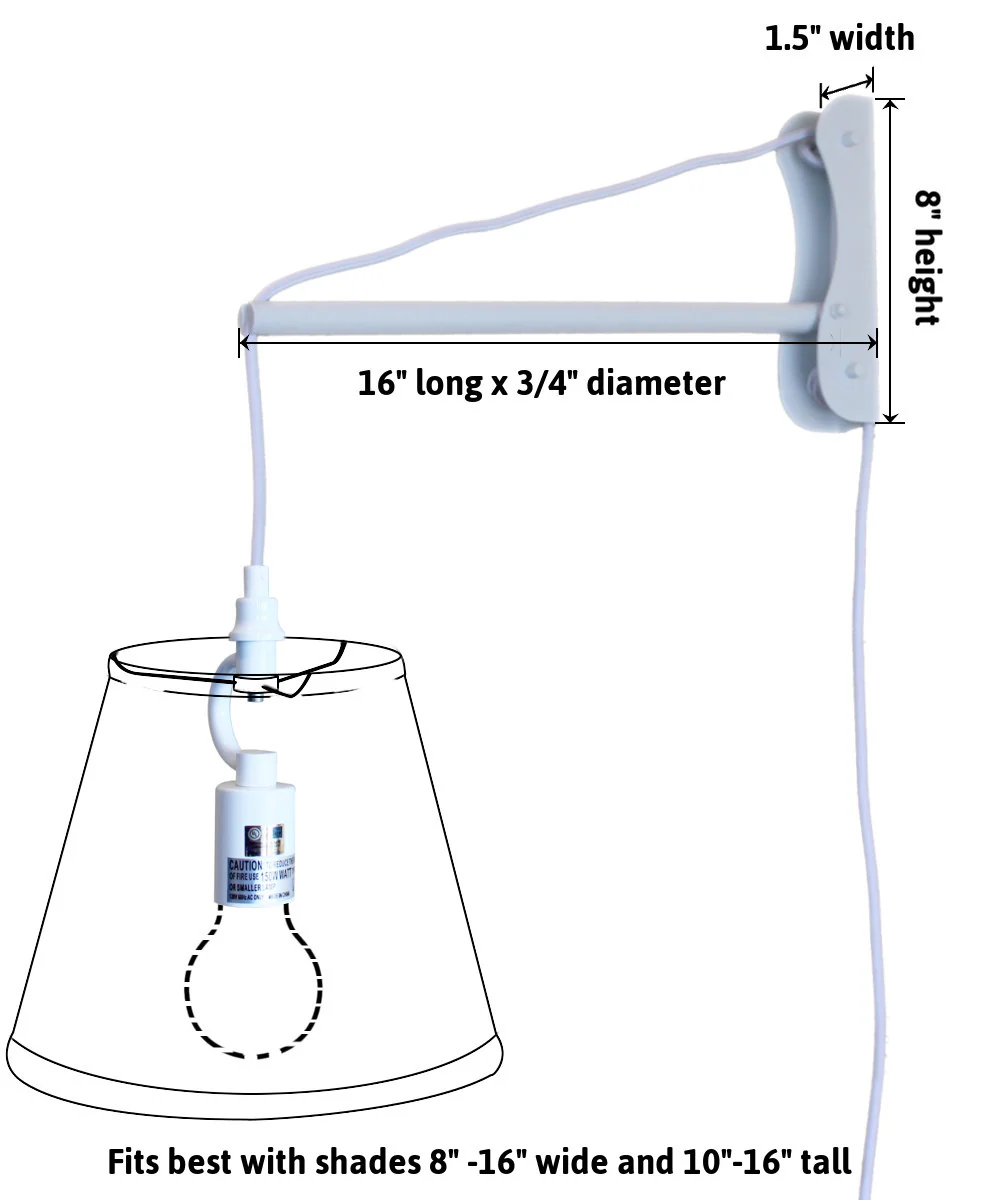 14"W MAST Plug-In Wall Mount Pendant 1 Light White Cord/Arm Sand Linen Shade - Image 2