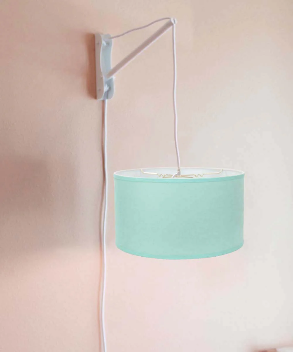 MAST Plug-In Wall Mount Pendant, 1 Light White Cord/Arm, Island Paradise Blue Shade 18x18x10 - Image 2