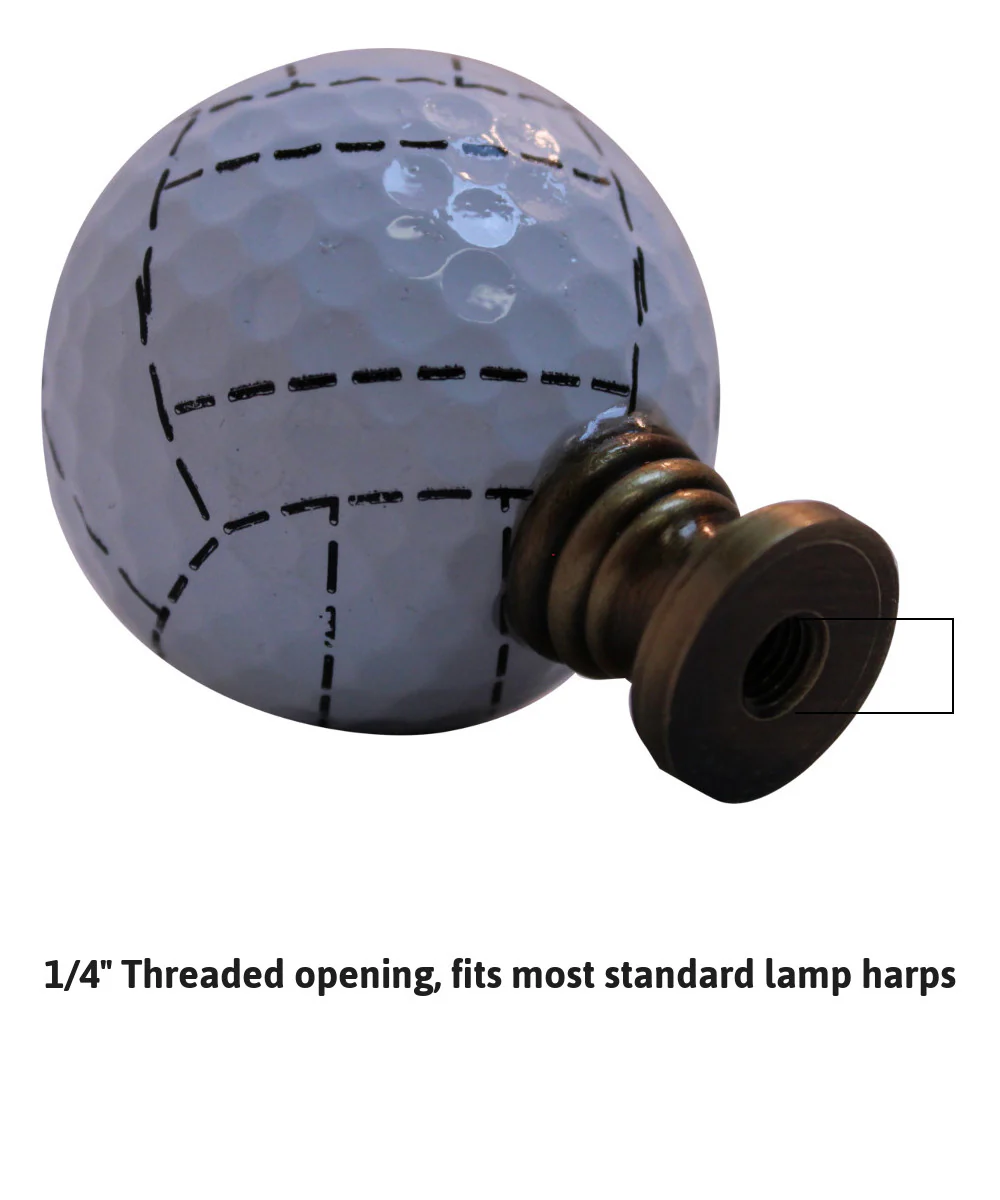2"H Volleyball Lamp Finial White with Black Stripes - Image 3
