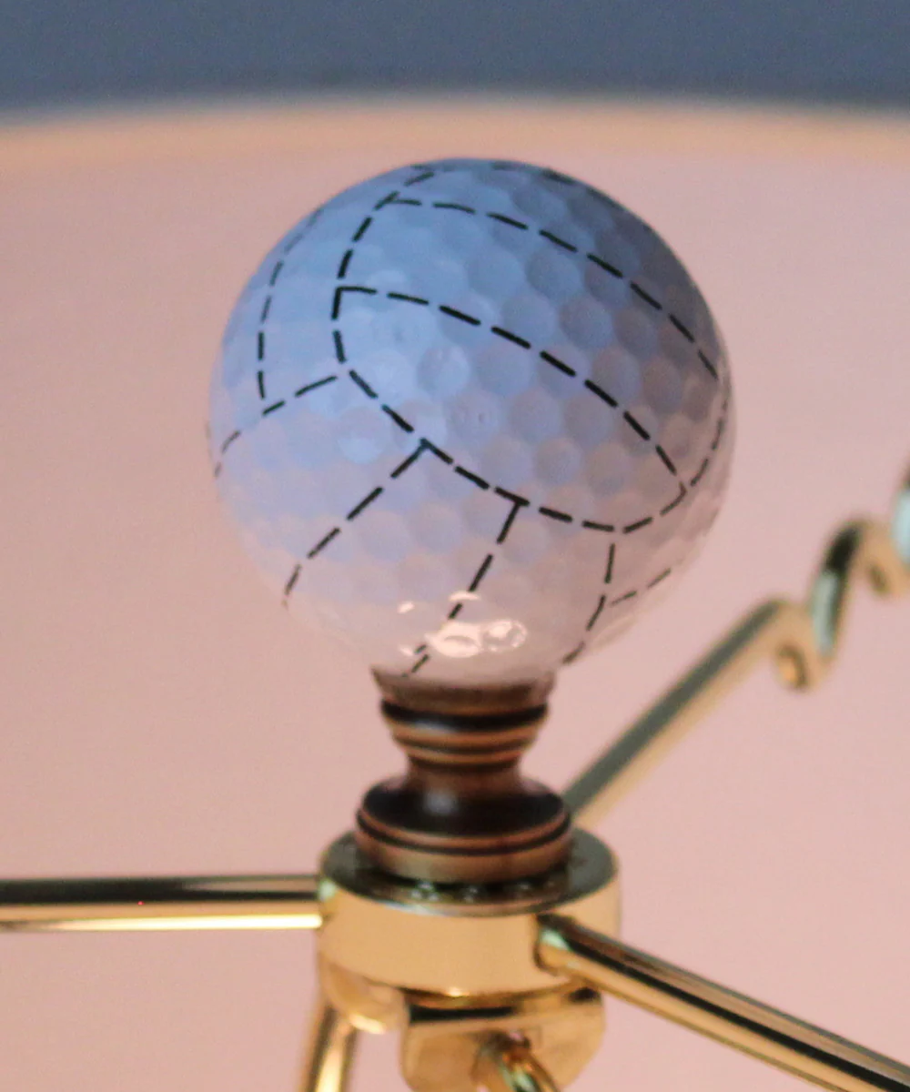 2"H Volleyball Lamp Finial White with Black Stripes - Image 4