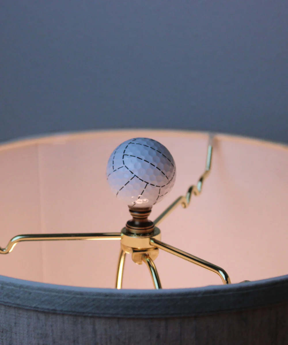 2"H Volleyball Lamp Finial White with Black Stripes - Image 5