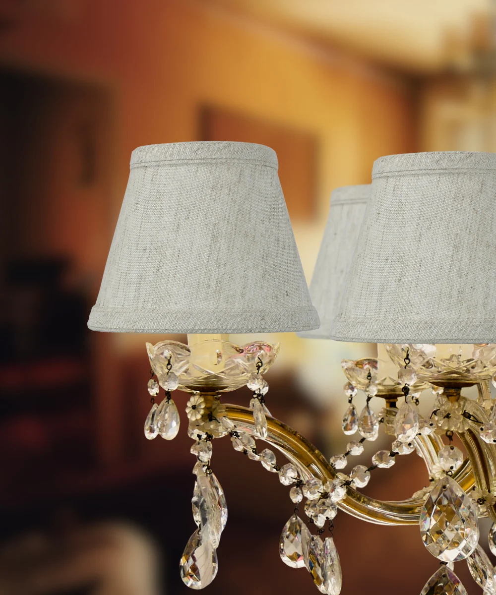 5"W x 4"H Set of 6 Textured Oatmeal Clip-on Candlelabra Shade - Image 3