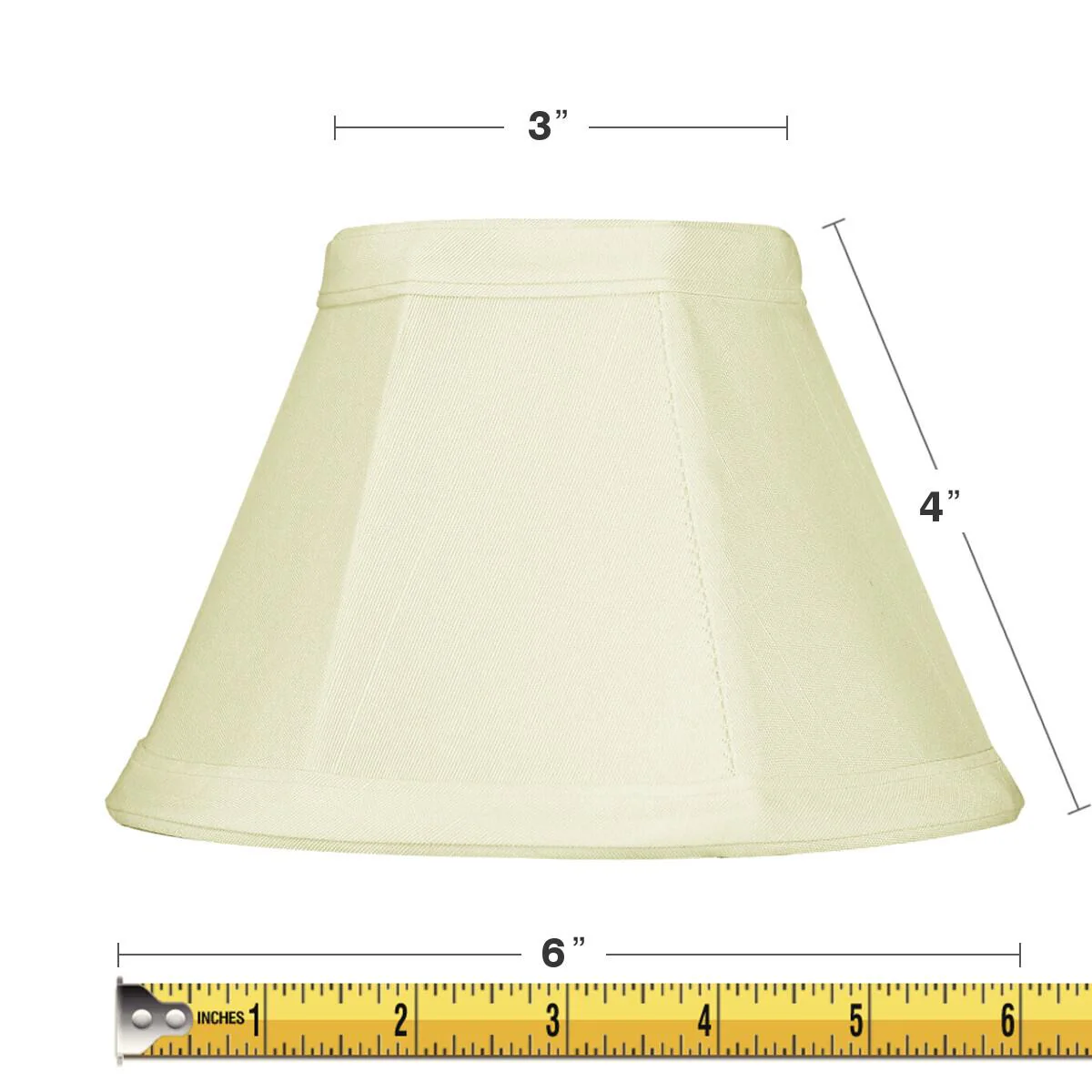 6"W x 5"H Set of 6 Candelabra Stretch Eggshell With White Liner Clip-On Clip-On Lampshade - Image 3