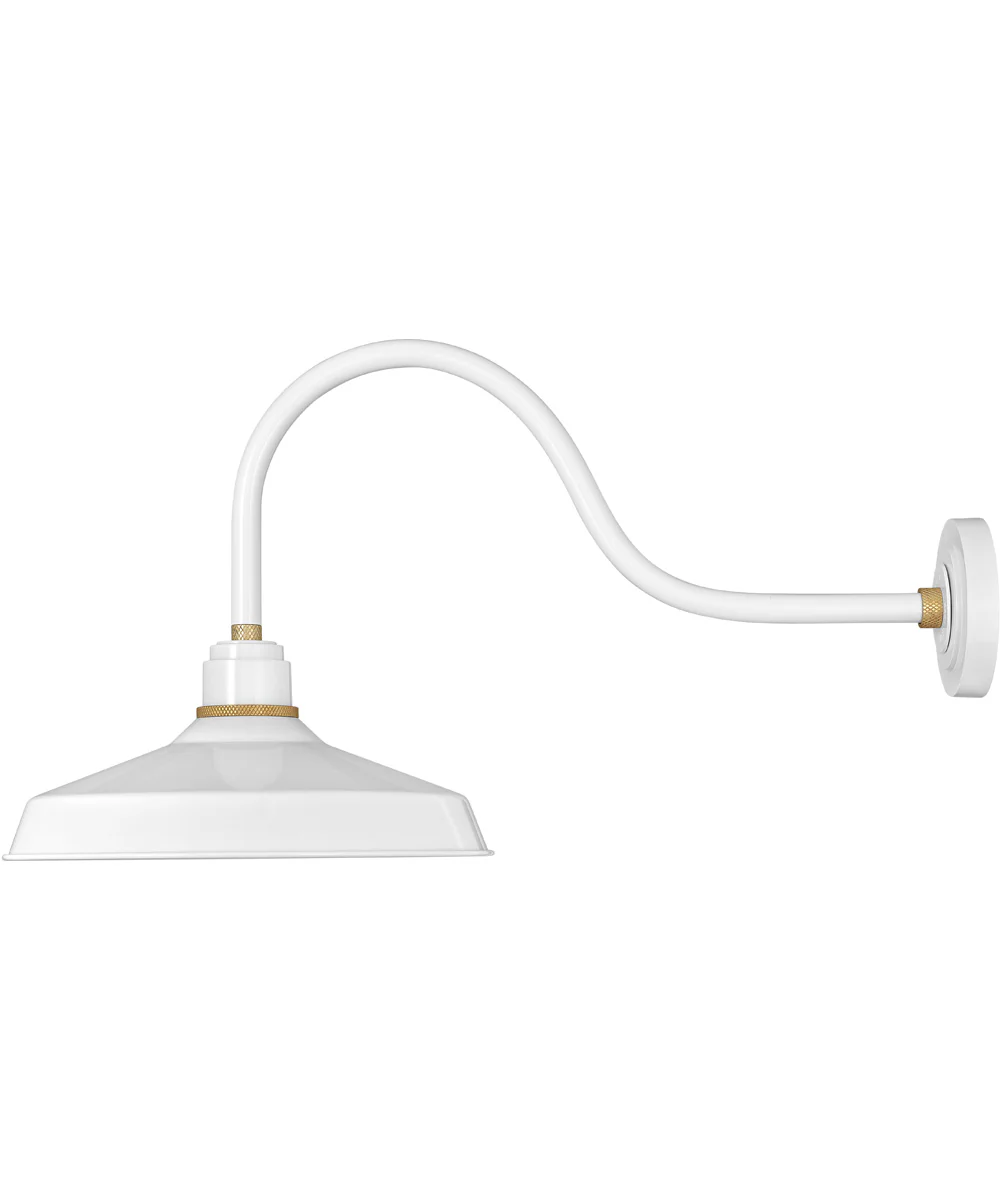 1-Light Large Gooseneck Outdoor Barn Light in Gloss White