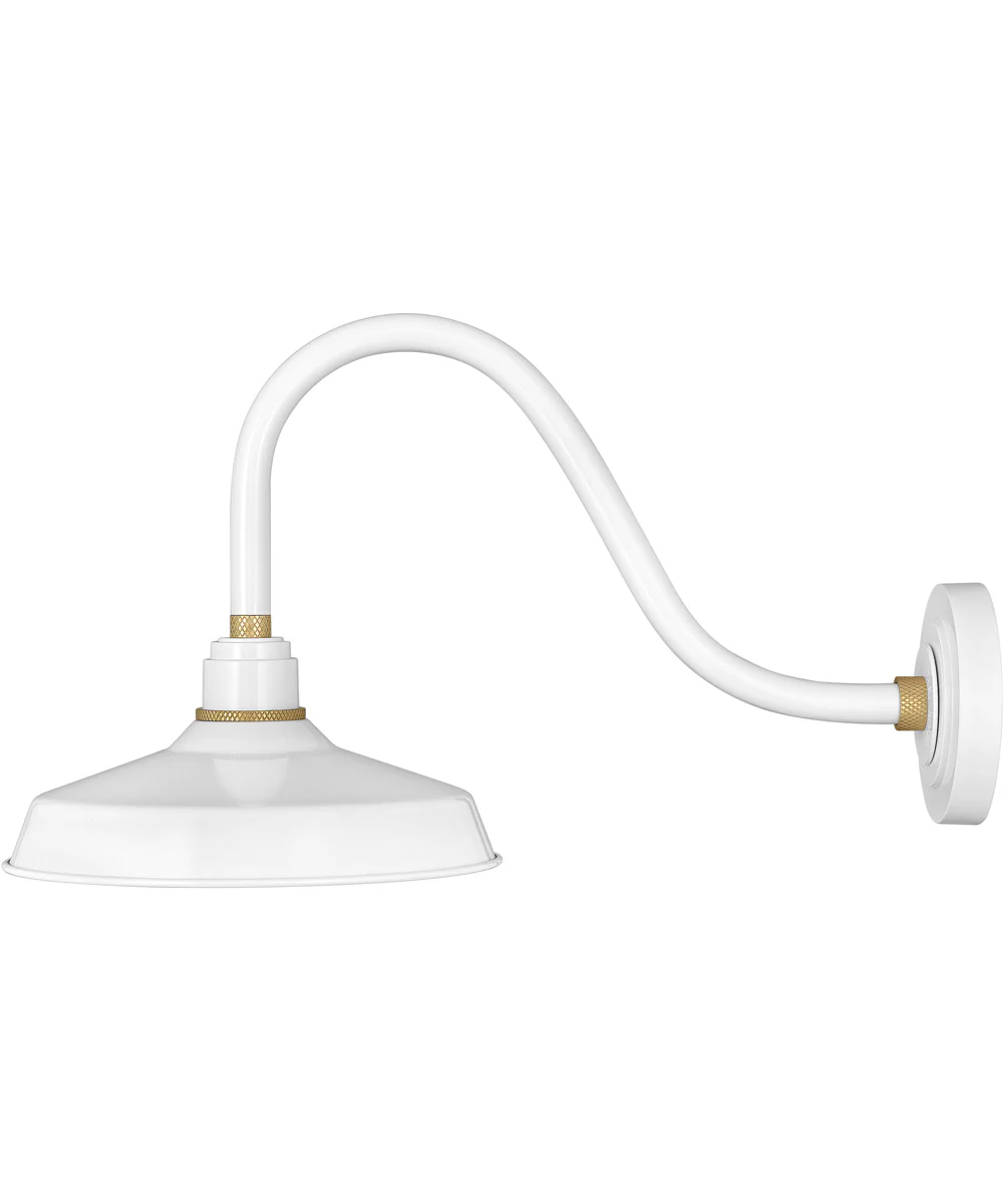 1-Light Medium Gooseneck Outdoor Barn Light in Gloss White