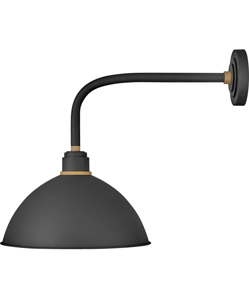 1-Light Medium Straight Arm Outdoor Barn Light in Textured Black