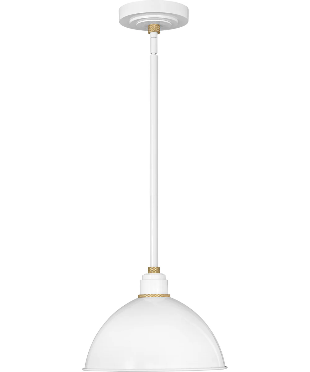 1-Light Outdoor Pendant Barn Light in Gloss White