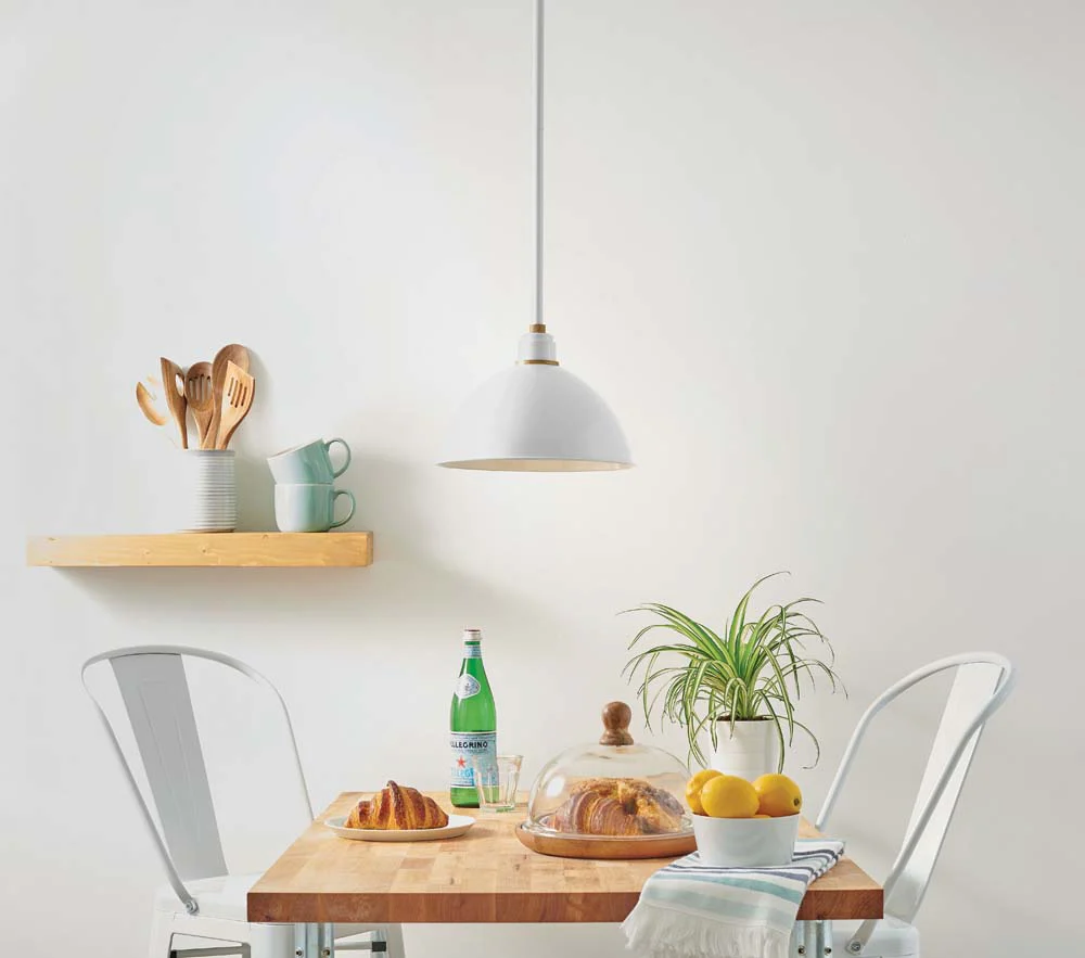 1-Light Outdoor Pendant Barn Light in Gloss White - Image 2