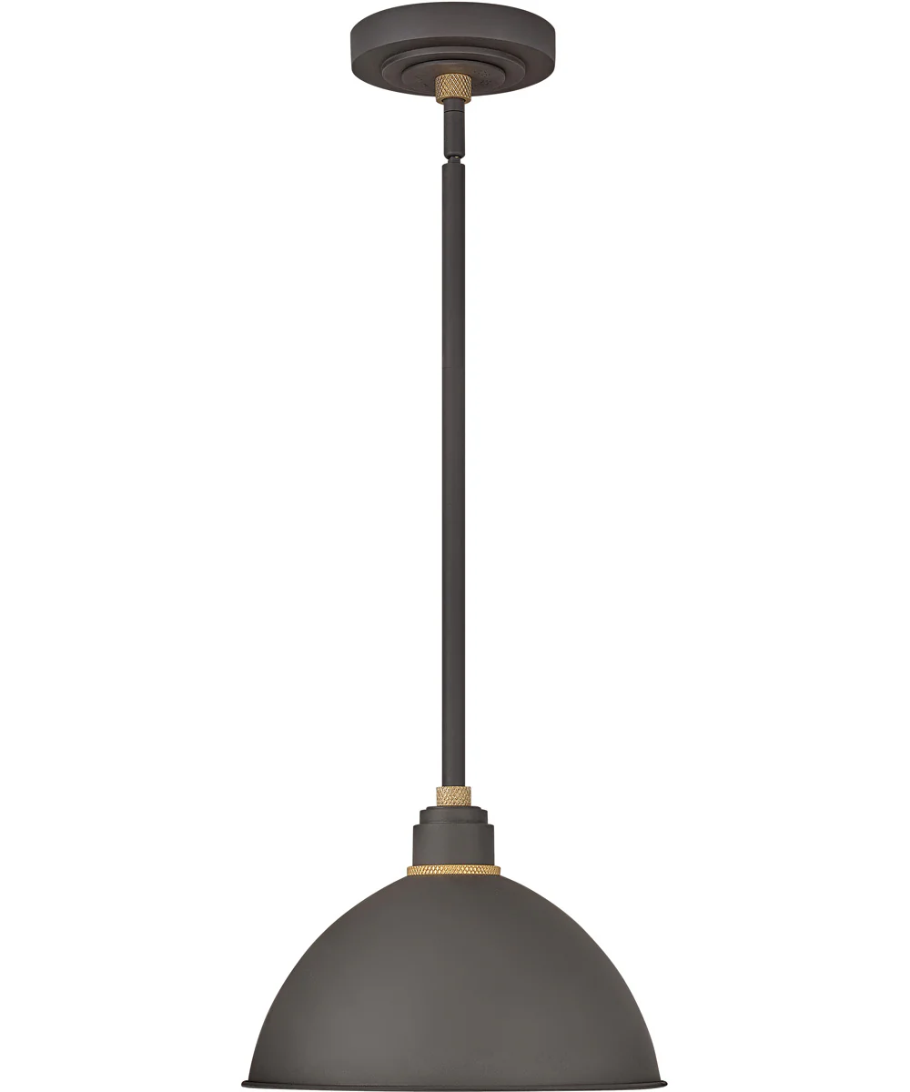 1-Light Outdoor Pendant Barn Light in Museum Bronze