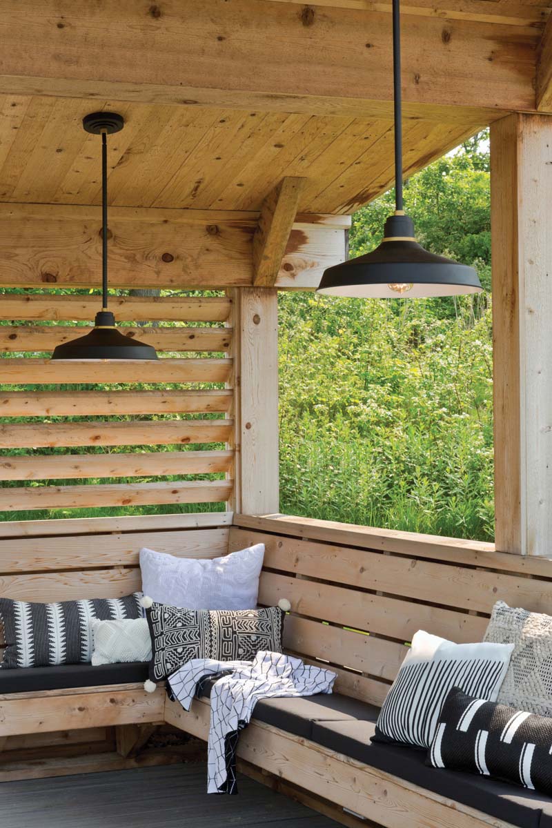 1-Light Outdoor Pendant Barn Light in Textured Black - Image 3