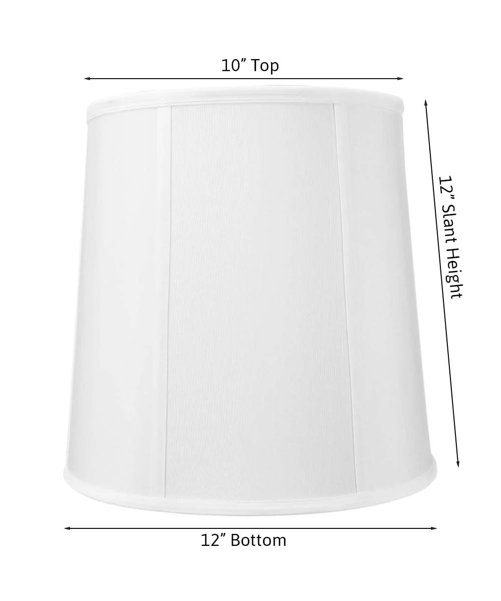 10x12x12" CLIP-ON FITTER White Shantung Fabric Drum Lampshade - Image 3