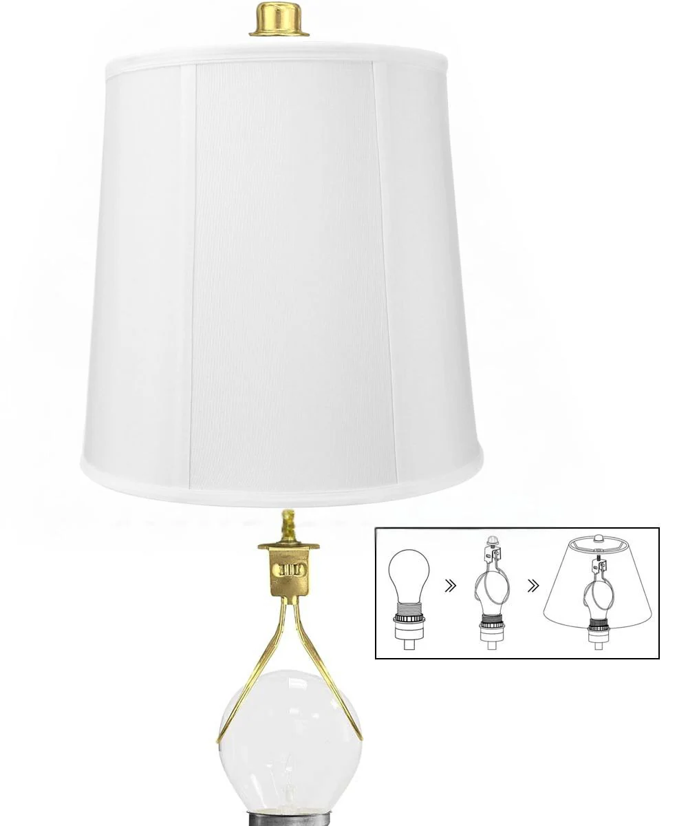 10x12x12" CLIP-ON FITTER White Shantung Fabric Drum Lampshade - Image 4