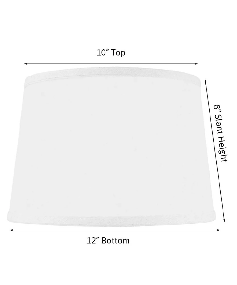 10x12x8" CLIP-ON FITTER Hardback Shallow Drum Lamp Shade White Linen - Image 3