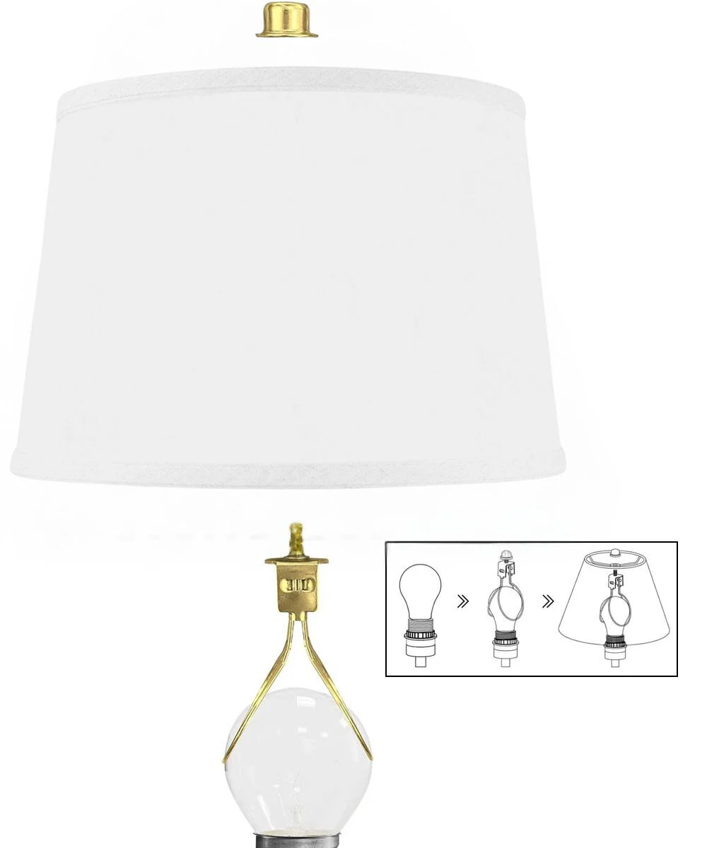 10x12x8" CLIP-ON FITTER Hardback Shallow Drum Lamp Shade White Linen - Image 4