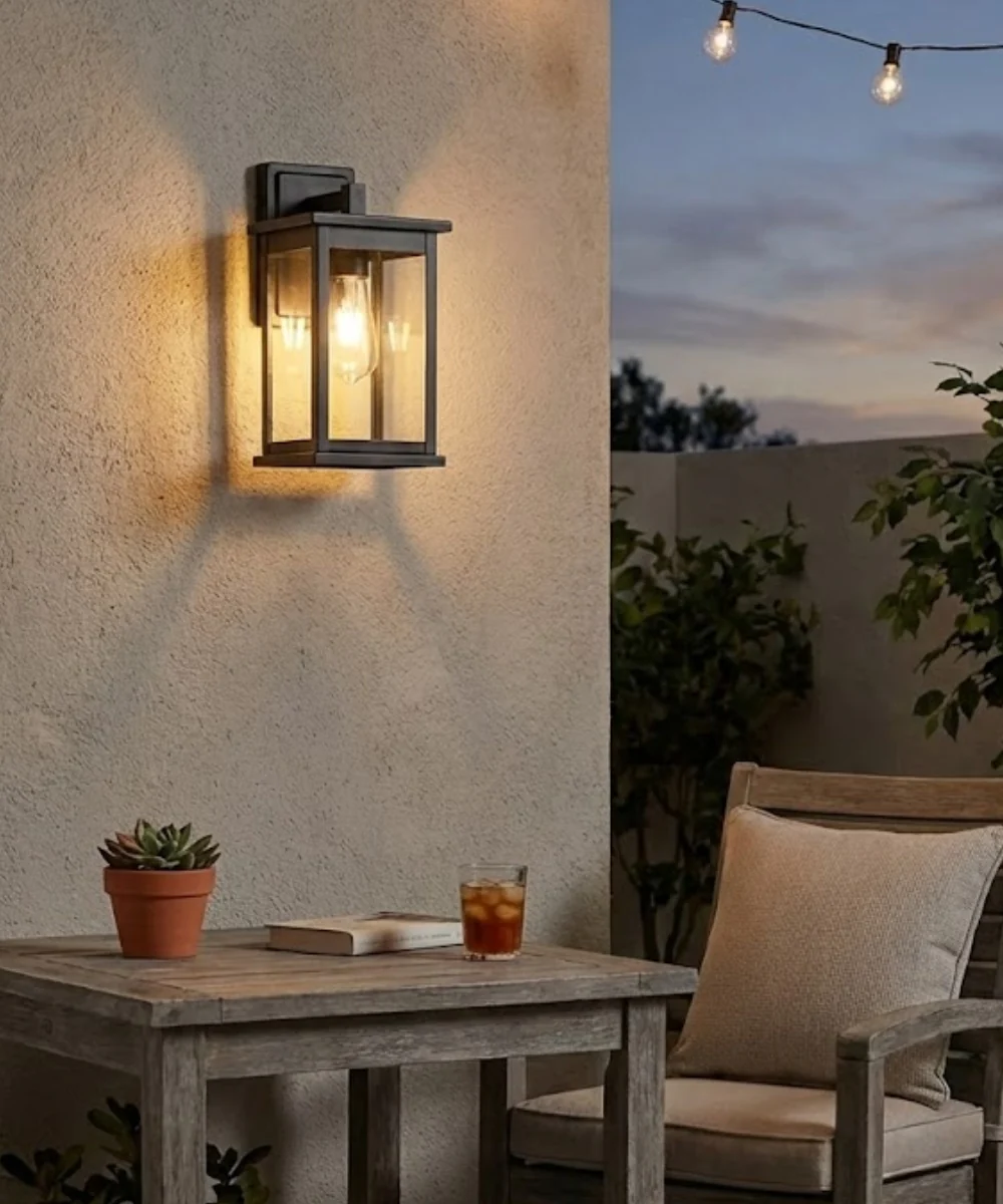 11"H Bowton II Outdoor Wall Light - Dusk to Dawn Matte Black Finish with Glass Shade by Millennium Lighting - Image 3