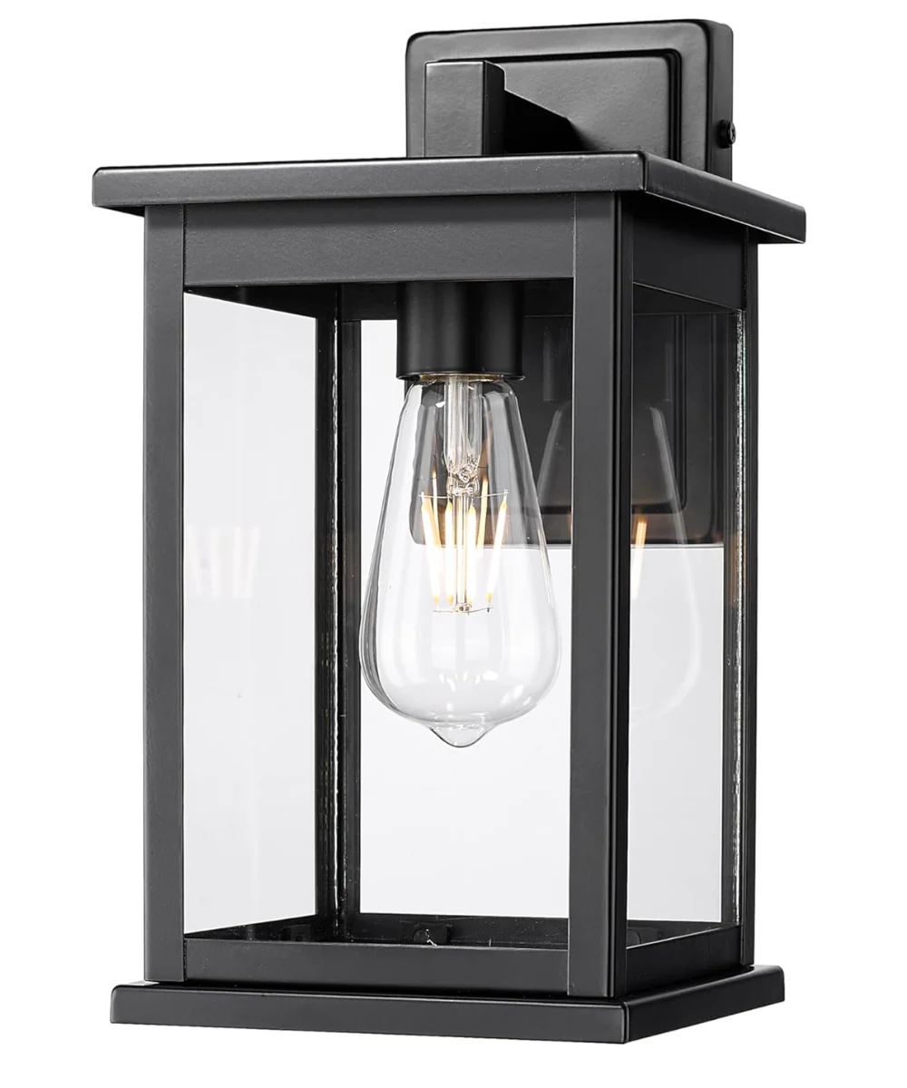 11"H Bowton II Outdoor Wall Light - Dusk to Dawn Matte Black Finish with Glass Shade by Millennium Lighting - Image 5