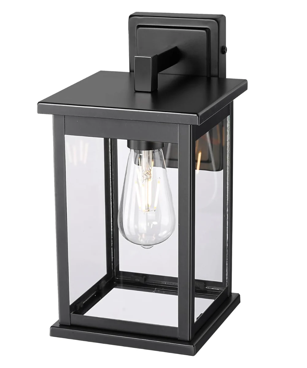 11"H Bowton II Outdoor Wall Light - Dusk to Dawn Matte Black Finish with Glass Shade by Millennium Lighting - Image 6