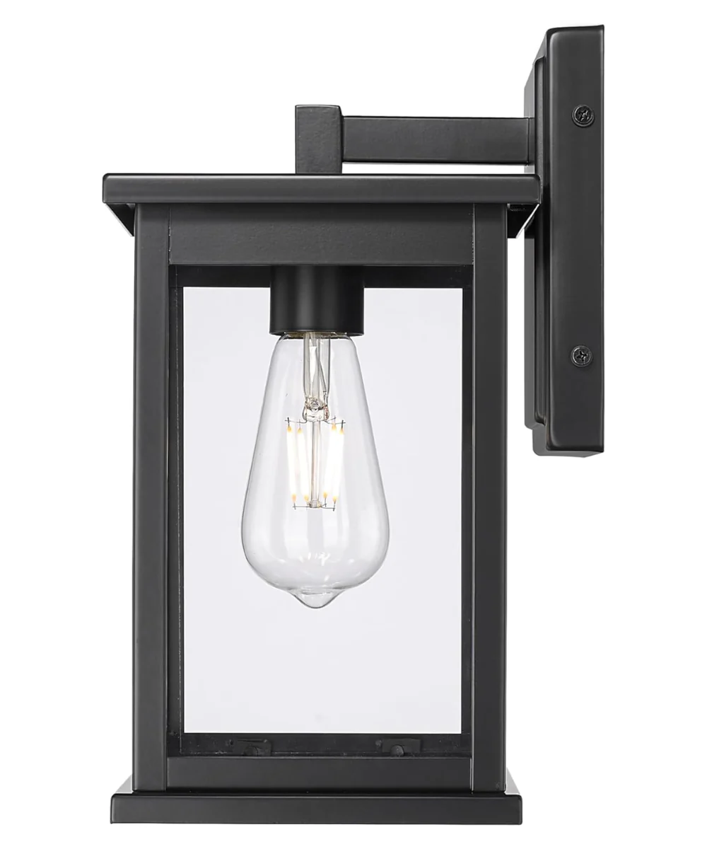 11"H Bowton II Outdoor Wall Light - Dusk to Dawn Matte Black Finish with Glass Shade by Millennium Lighting - Image 7