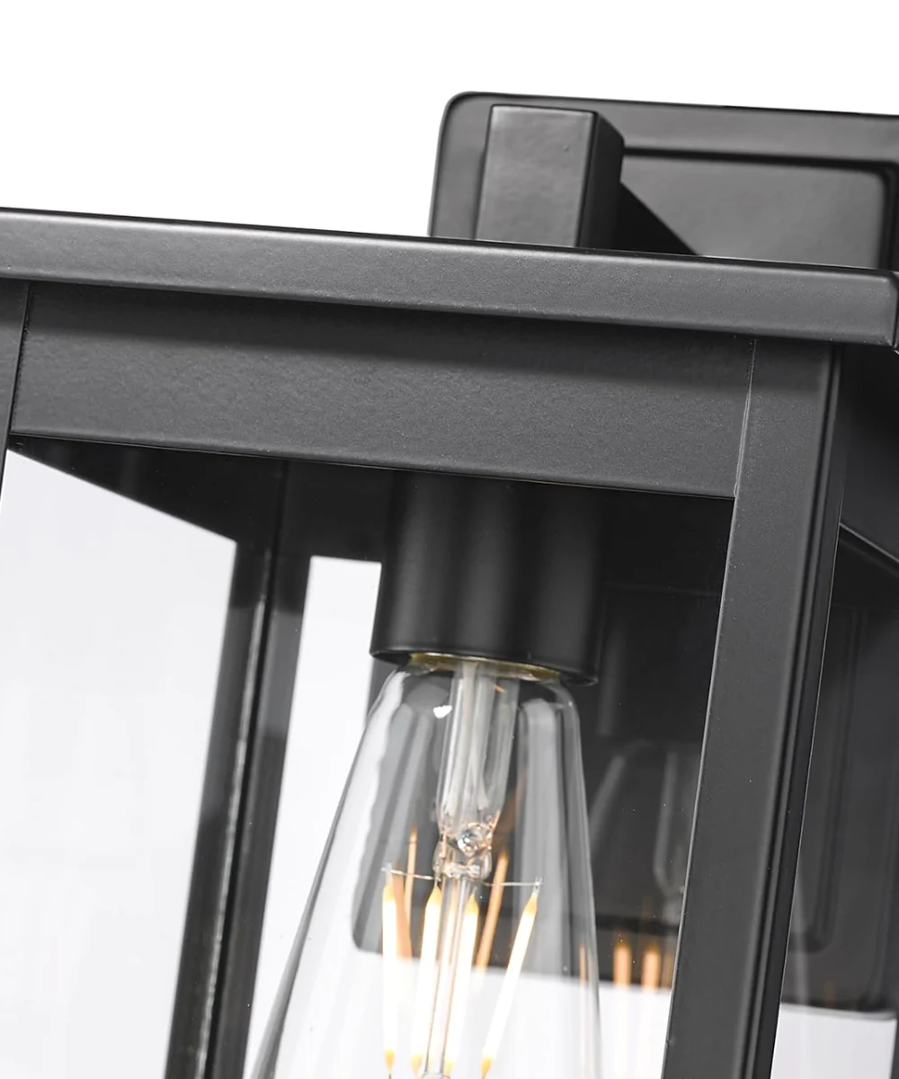 11"H Bowton II Outdoor Wall Light - Dusk to Dawn Matte Black Finish with Glass Shade by Millennium Lighting - Image 8