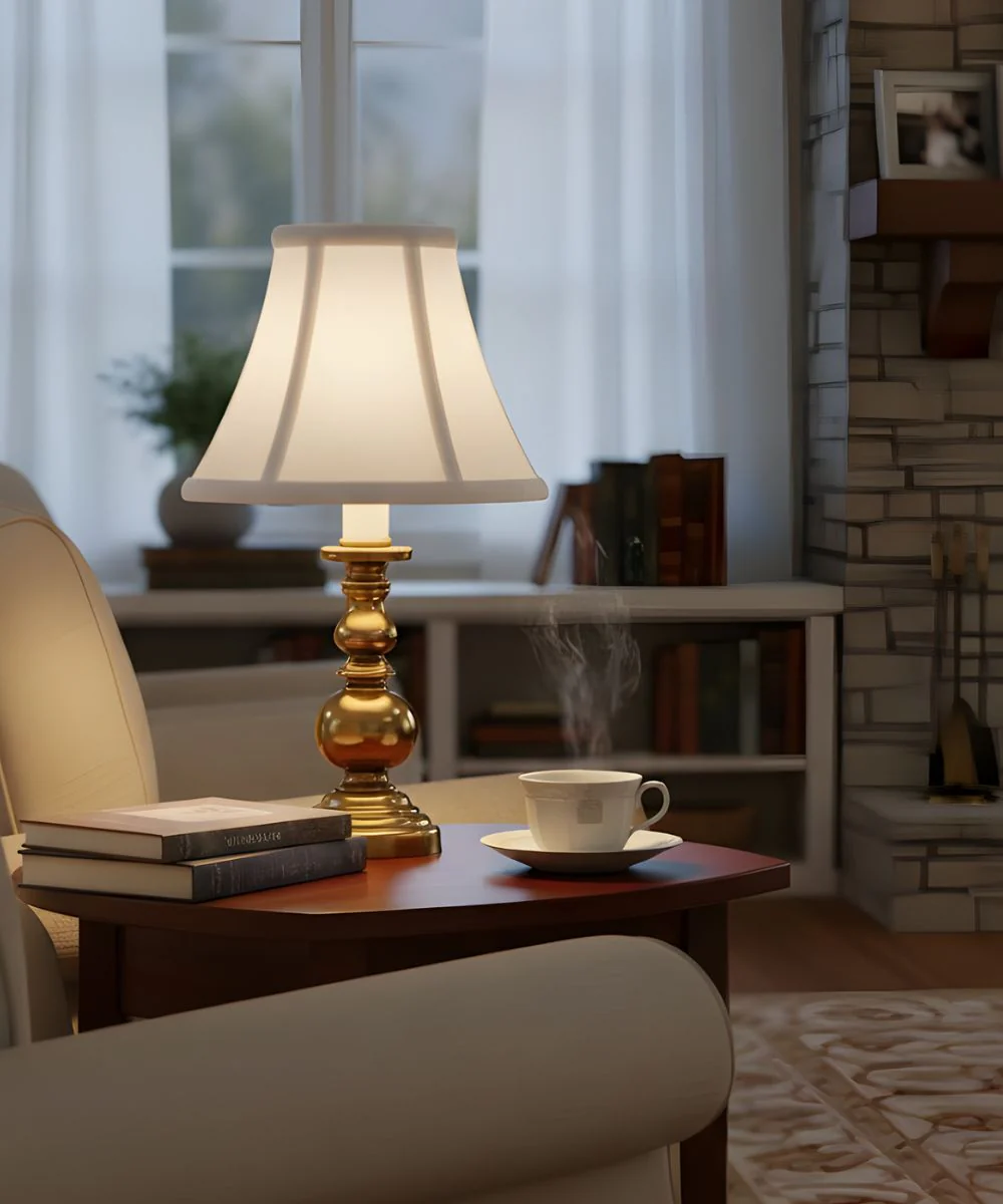 11"H Burnished Brass Signature by Stiffel Candle Lamp, On/Off - Image 3