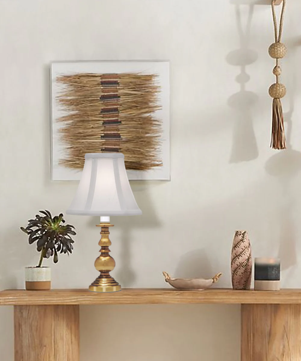 11"H Burnished Brass Signature by Stiffel Candle Lamp, On/Off - Image 4