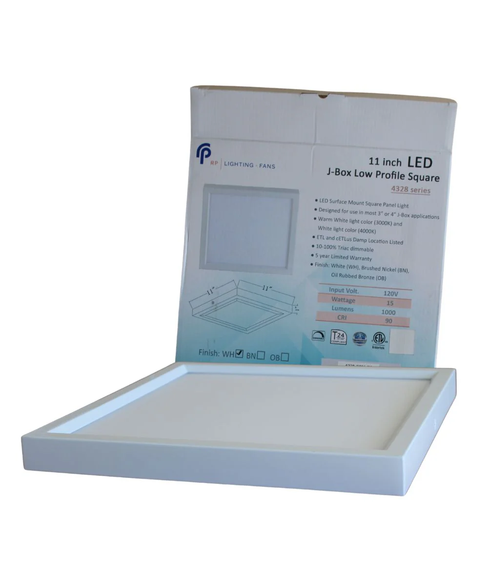 11"W 1-Light Square LED Flush Mount Light Fixture White Acrylic Finish - Image 8