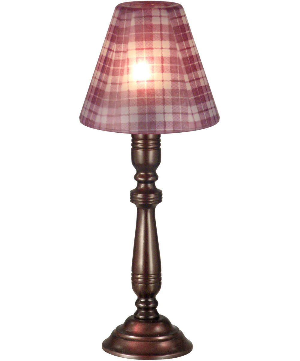 12 Inch H Mauve Plaid Metal Candle Votive