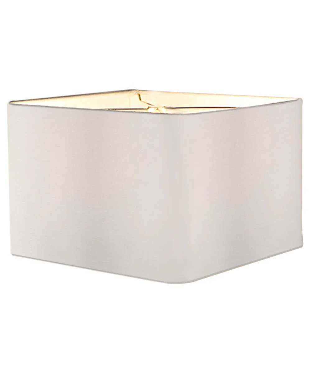 12"x12"x8" Heartland Rounded Corner Premiere Hardback Square Drum Lampshade, White Linen Fabric