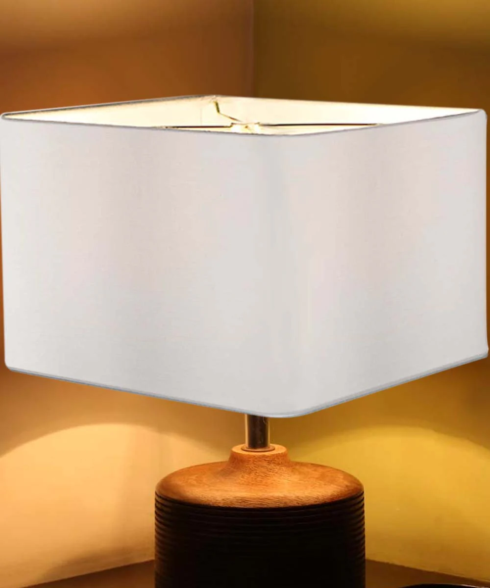 12"x12"x8" Heartland Rounded Corner Premiere Hardback Square Drum Lampshade, White Linen Fabric - Image 2