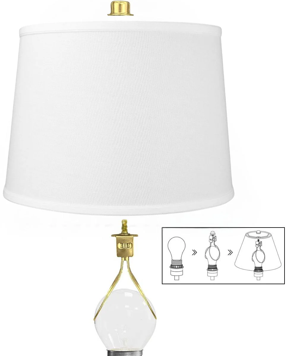 12x14x10" CLIP-ON FITTER White Linen Drum Lampshade - Image 4