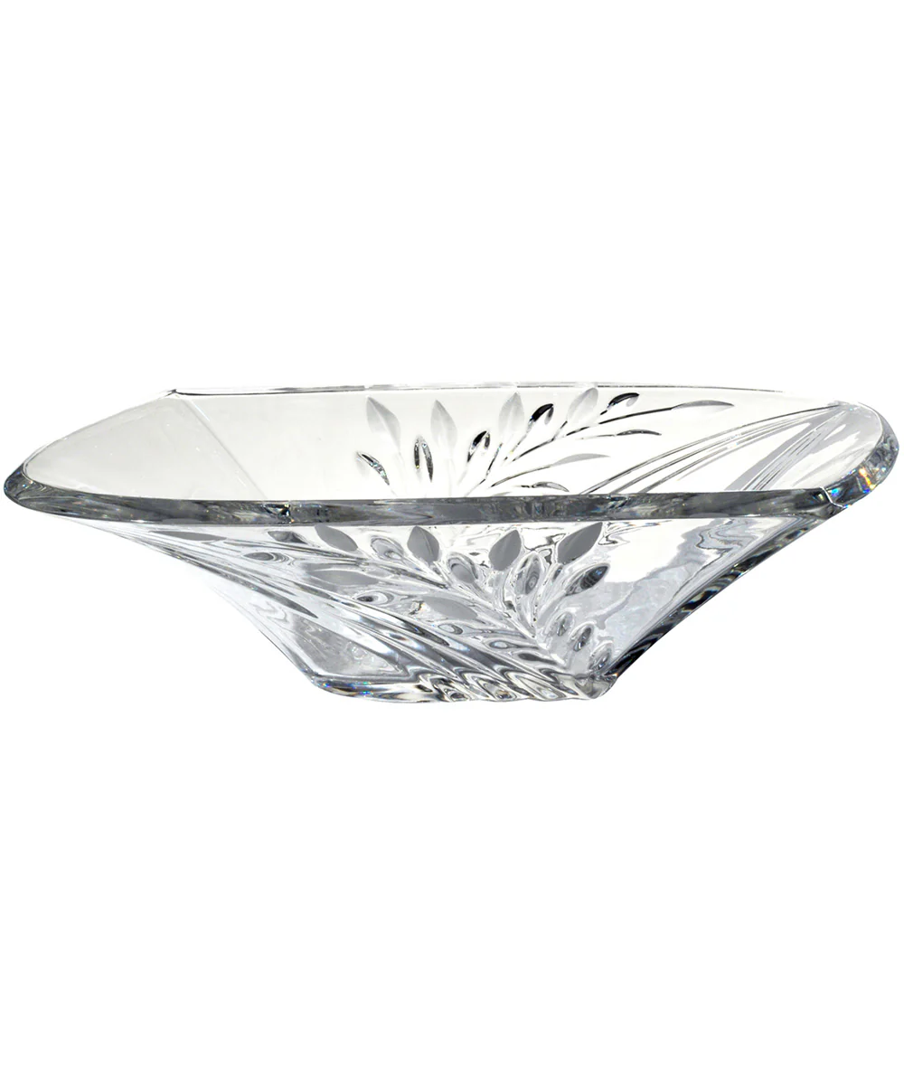13.25 Inch W Clear Leaf 24% Lead Crystal Bowl