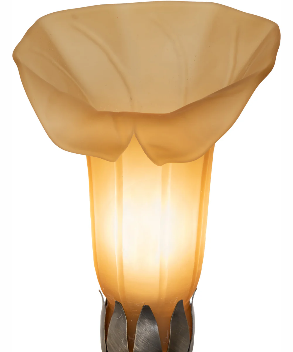 13" High Amber Tiffany Pond Lily Twin Cherub Accent Lamp - Image 4