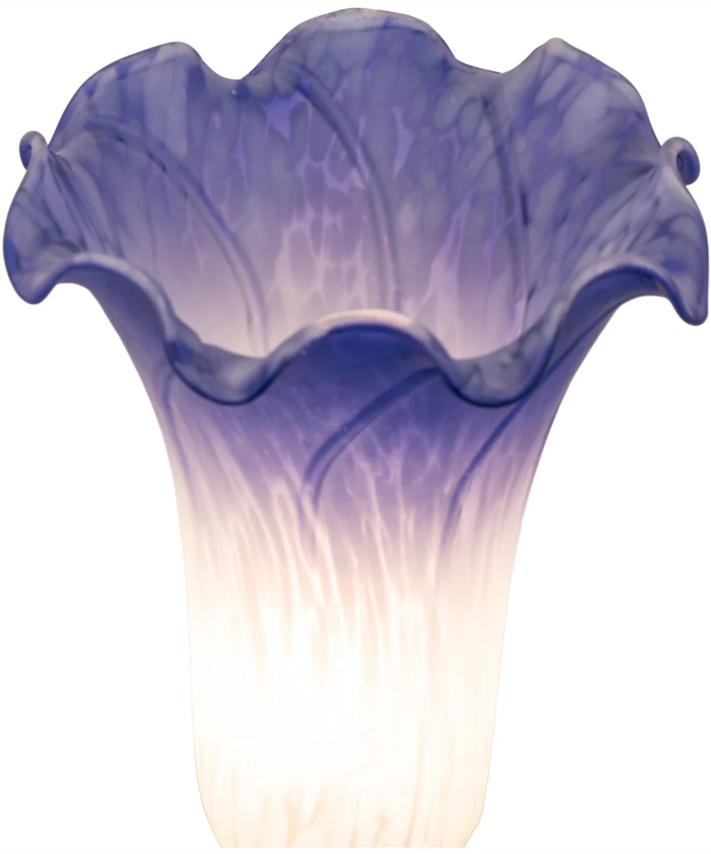 13" High Blue/White Pond Lily Twin Cherub Mini Lamp - Image 4