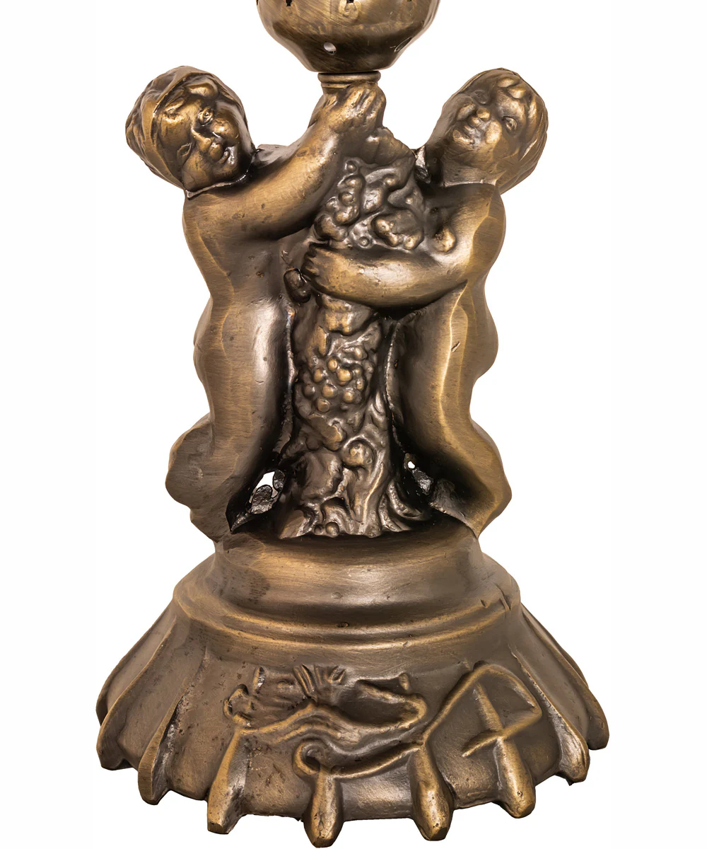13" High Blue/White Pond Lily Twin Cherub Mini Lamp - Image 5