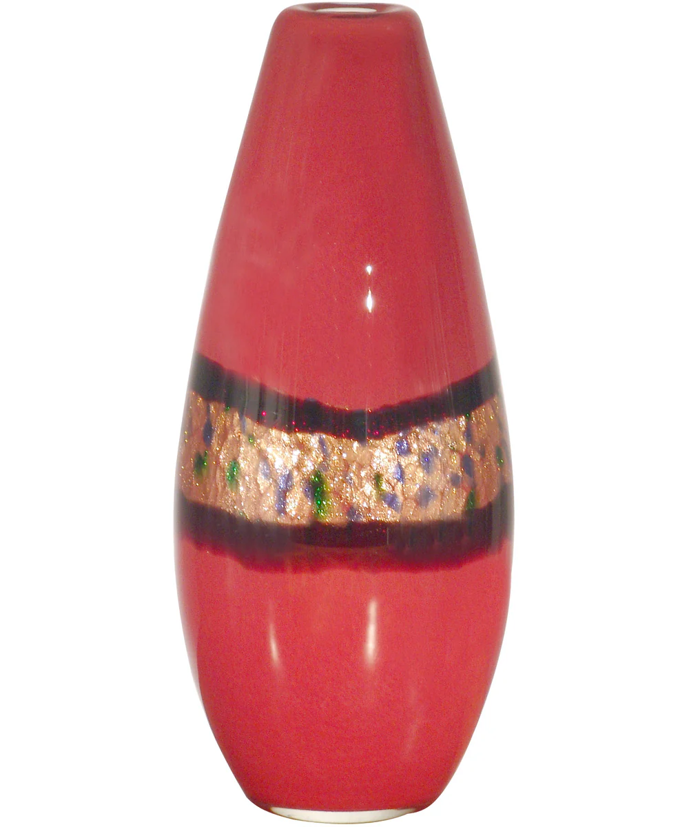14.25 Inch H Rose Wine Hand Blown Art Glass Vase