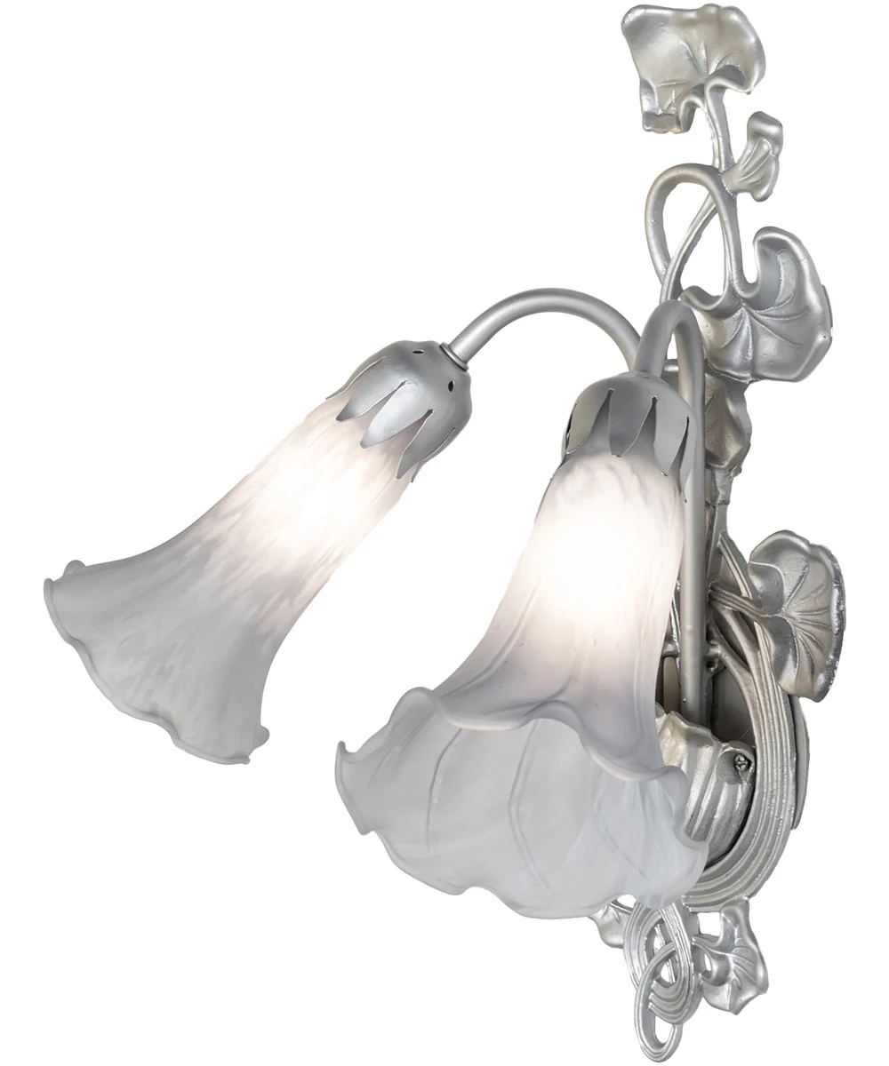 14" Wide Gray Tiffany Pond Lily 2 Light Wall Sconce - Image 3