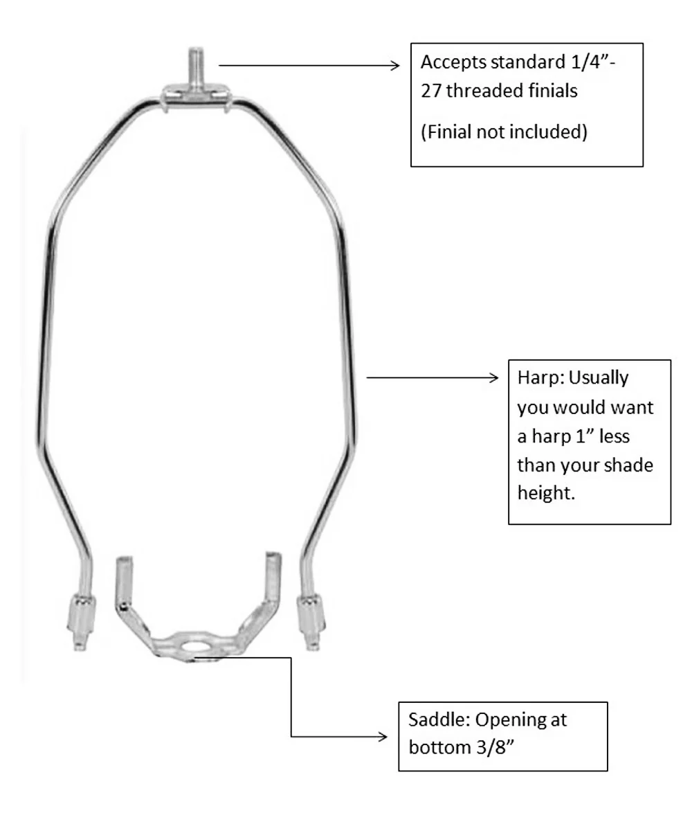 14" Polished Nickel Heavy Duty Harp Fitter For Lamp Shades - Image 2