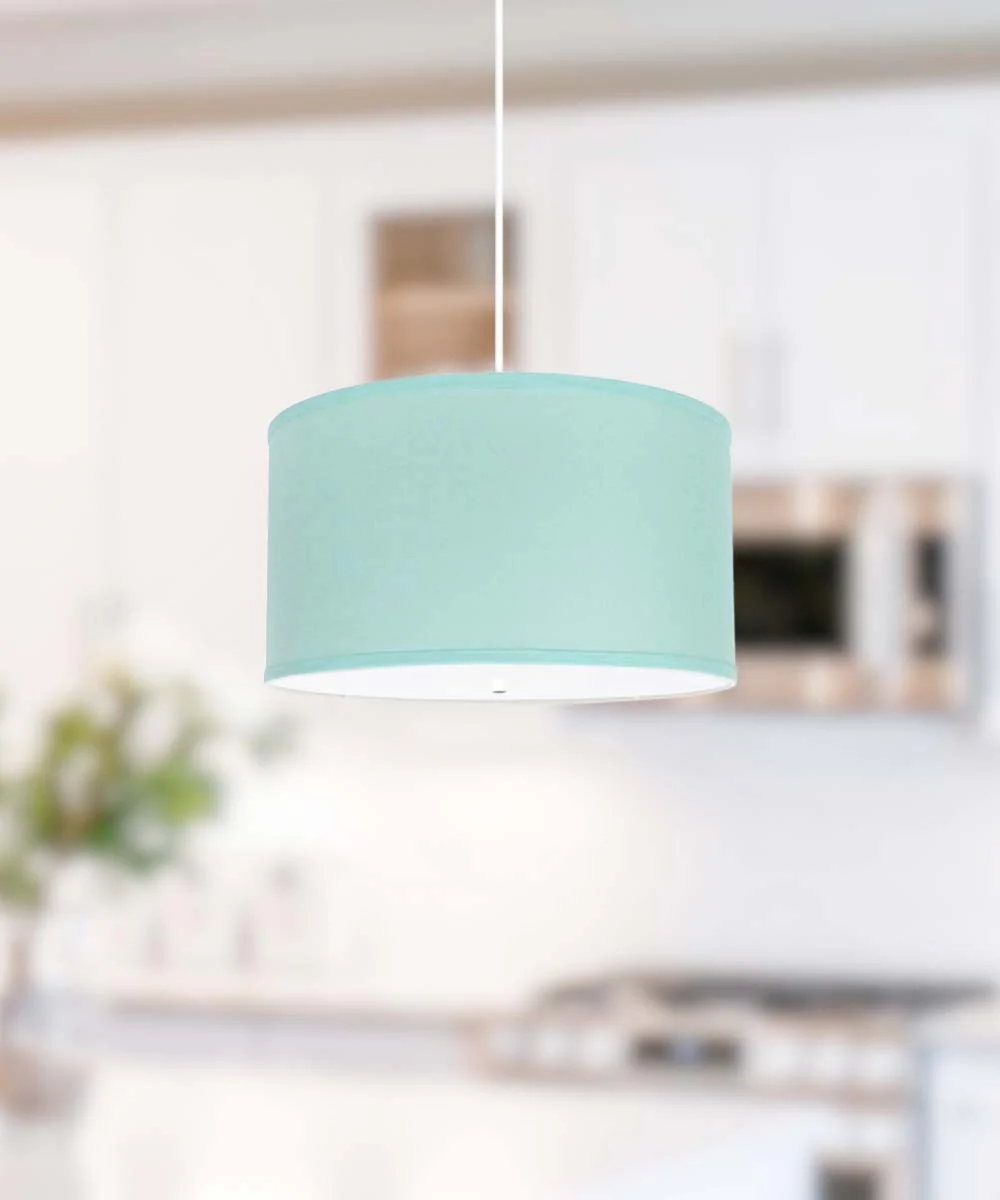14" W 2 Light Pendant Island Paradise Blue Shade with Diffuser, White Cord - Image 2