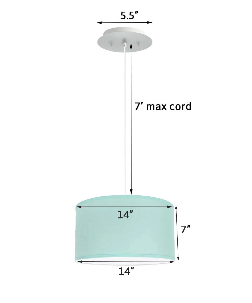 14" W 2 Light Pendant Island Paradise Blue Shade with Diffuser, White Cord - Image 3