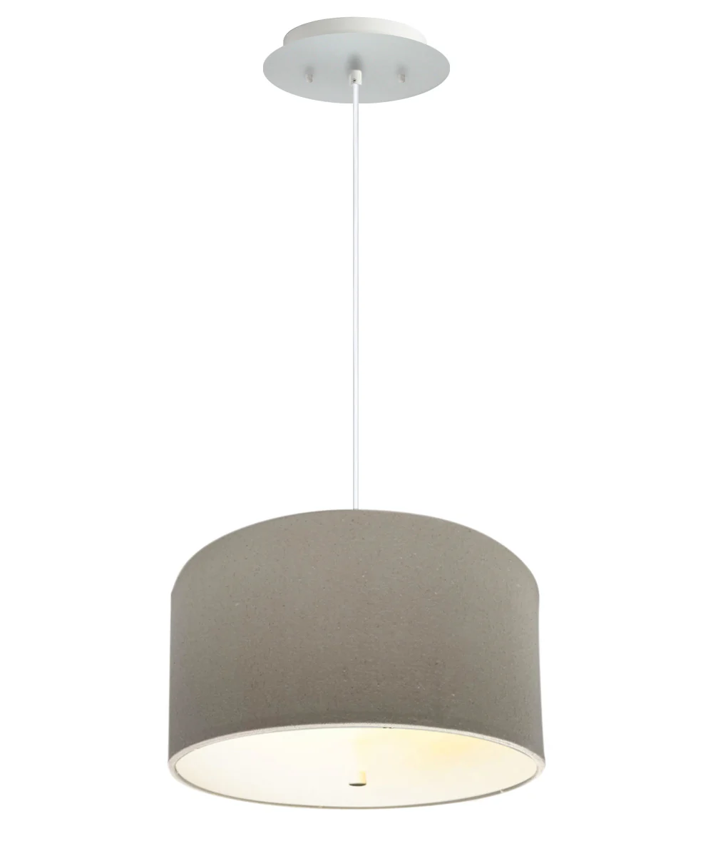 14" W 2 Light Pendant Light Oatmeal Shade with Diffuser, White Cord