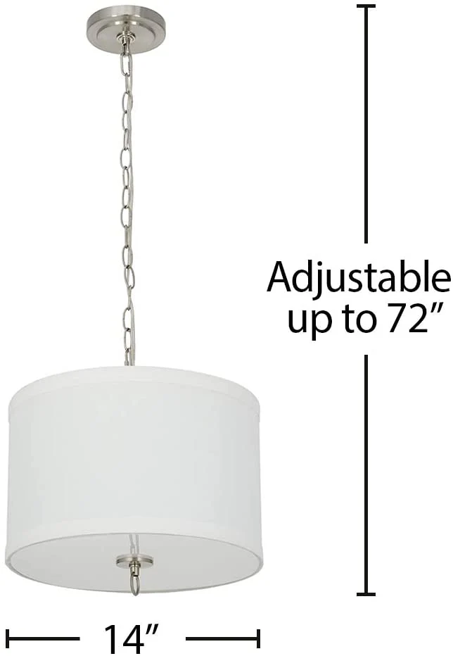 14"W Light Pendant Brushed Nickel Finish with Oatmeal Linen Shade - Image 4