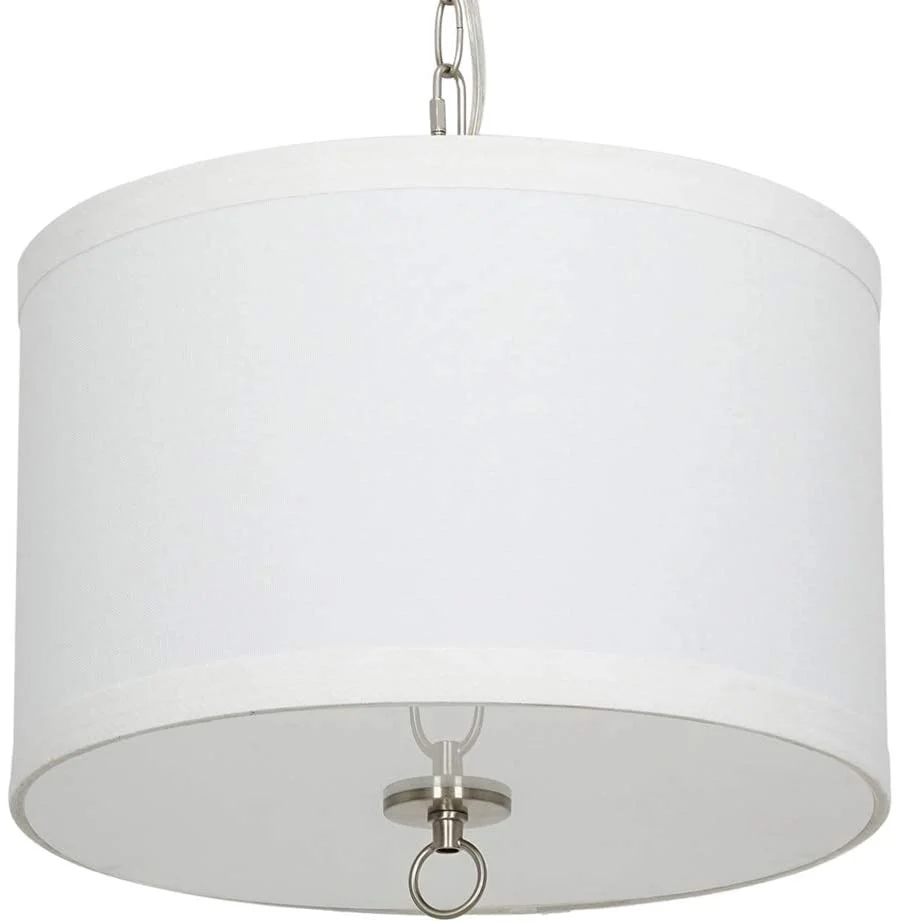 14"W Light Pendant Brushed Nickel Finish with Oatmeal Linen Shade - Image 6