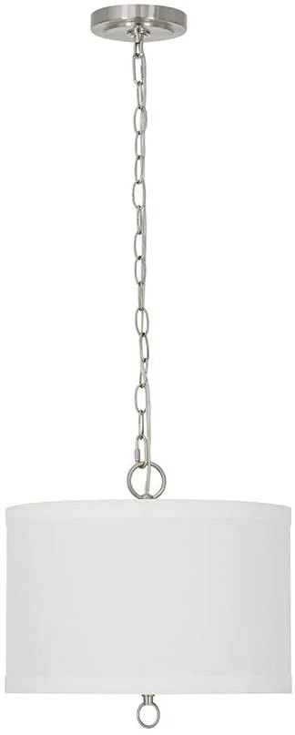 14"W Light Pendant Brushed Nickel Finish with Oatmeal Linen Shade - Image 9