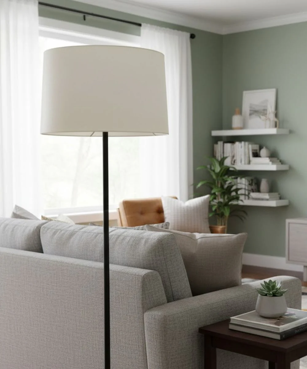 14x17x11  Cream Homespun/Rolled Edge Hardback Drum Lampshade - Image 2