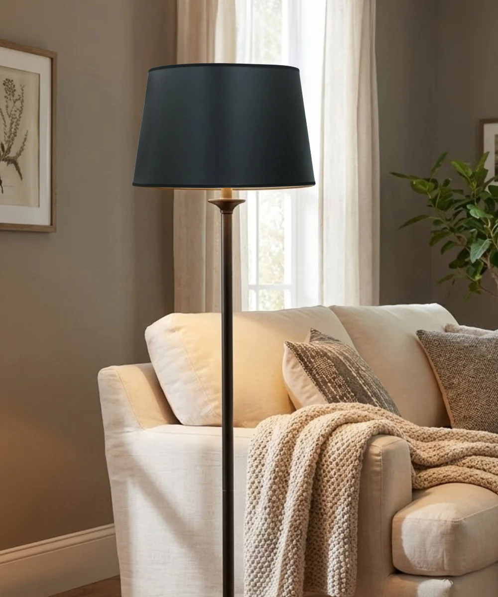 14x17x13 Black Opaque/Gold Foil Hardback Tapered Drum Lampshade - Image 2